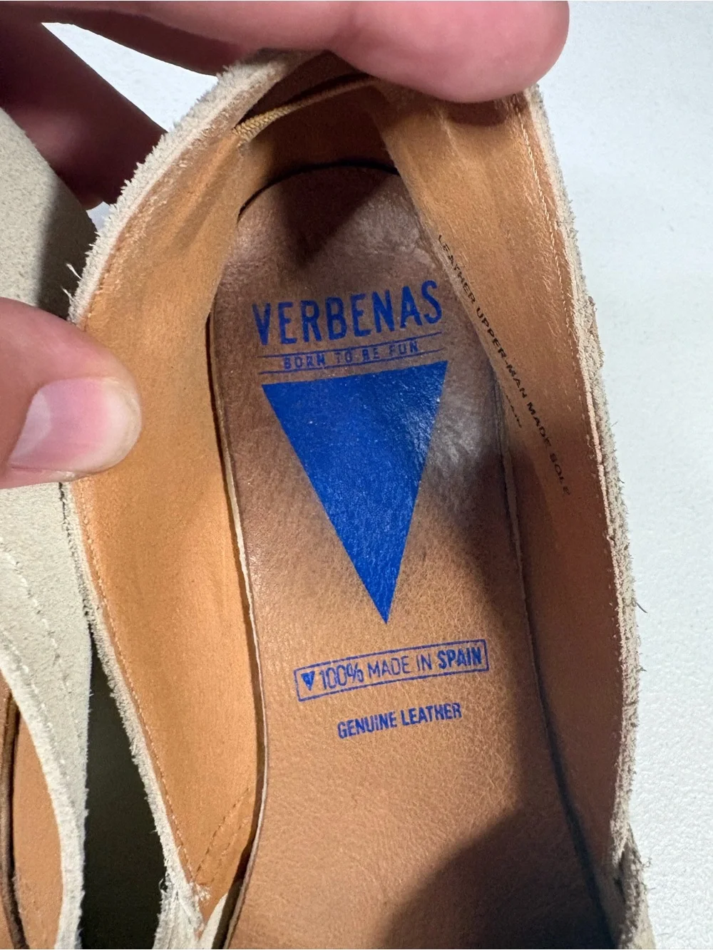 Verbenas Mamen Wedge Espadrilles Beige Suede Leather Jute Size 39